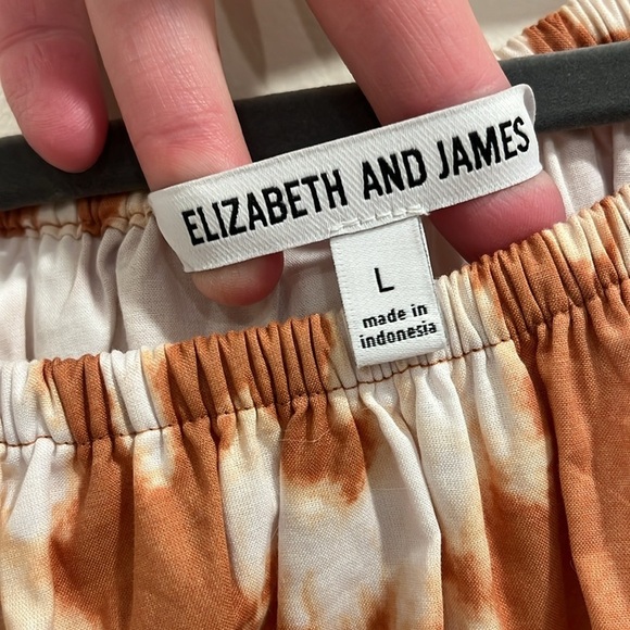 Elizabeth & James Uptown Dayglow Cotton Orange and White Abstract Tie Dye Dress - Picture 4 of 11